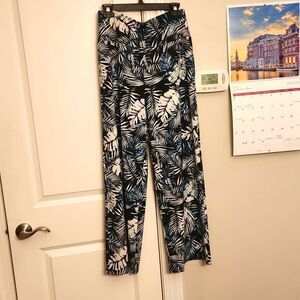 Spanx Women's Go With the Flow Wide-Leg Pants in "Blue Palm" Print Size M